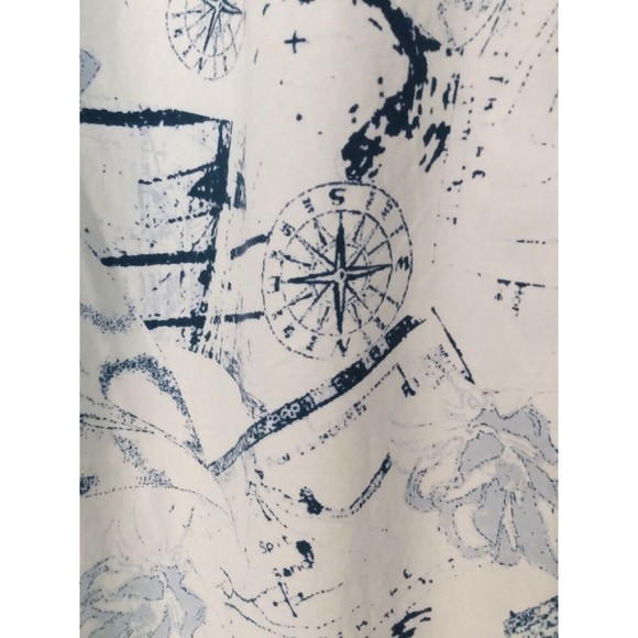 LINCS DC & Company Men's Blue White Silk Cotton Compass Button Front Shirt M - Picture 5 of 13